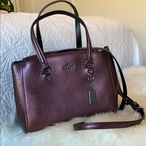 Authentic Coach Handbag, Oxblood & Gun Metal